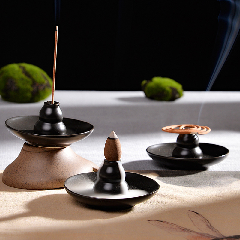 Incense Cone Holder - Siyah Çok Fonksiyonlu Geri Akış Tütsü