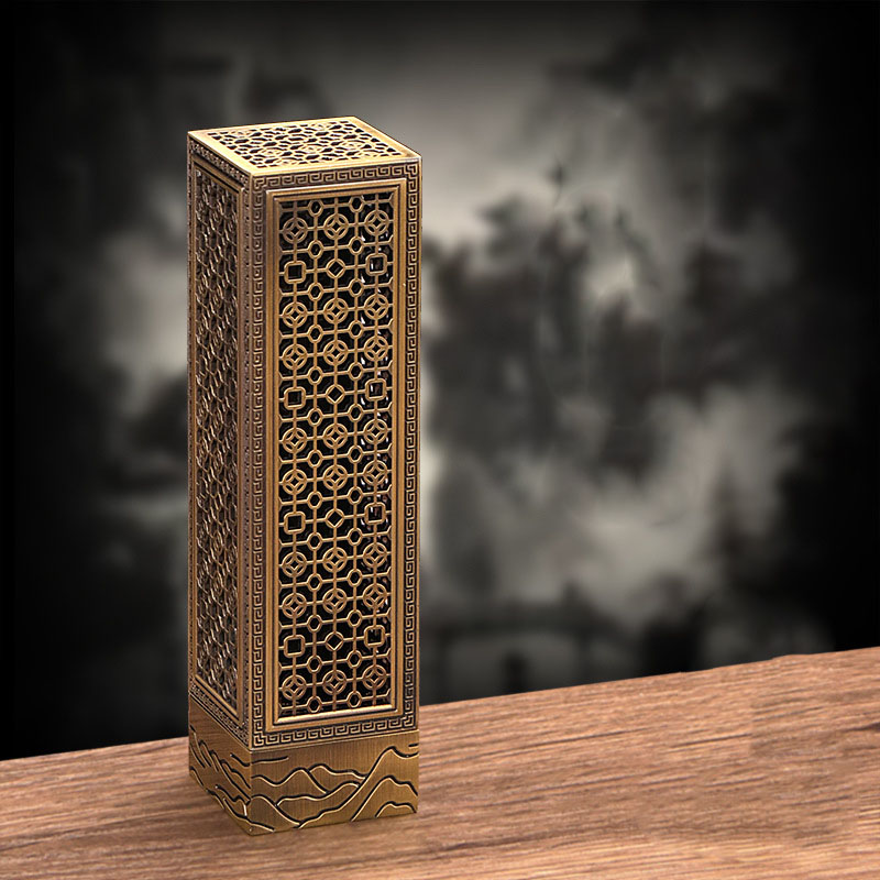 Incense Cone Holder - Çin tarzı bakır para desen dikey