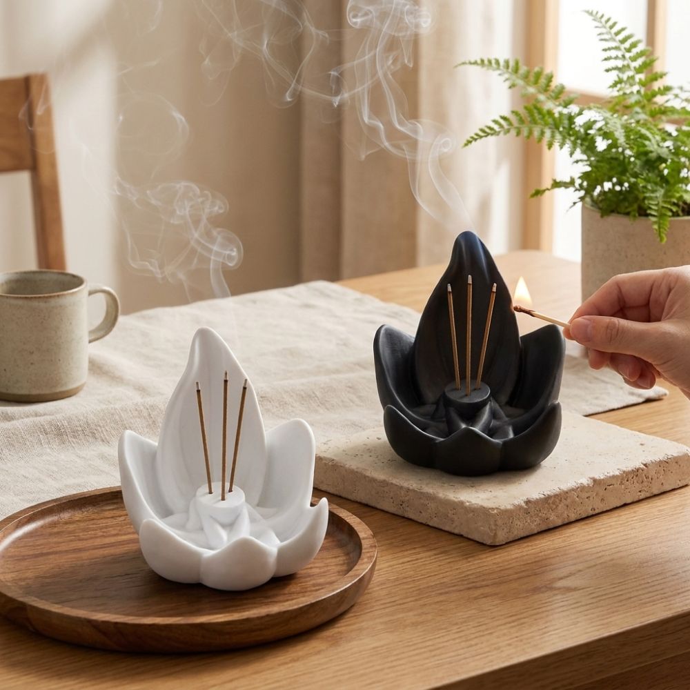 Incense Cone Holder - Zen Çin Tarzı Lotus Tütsülük 3